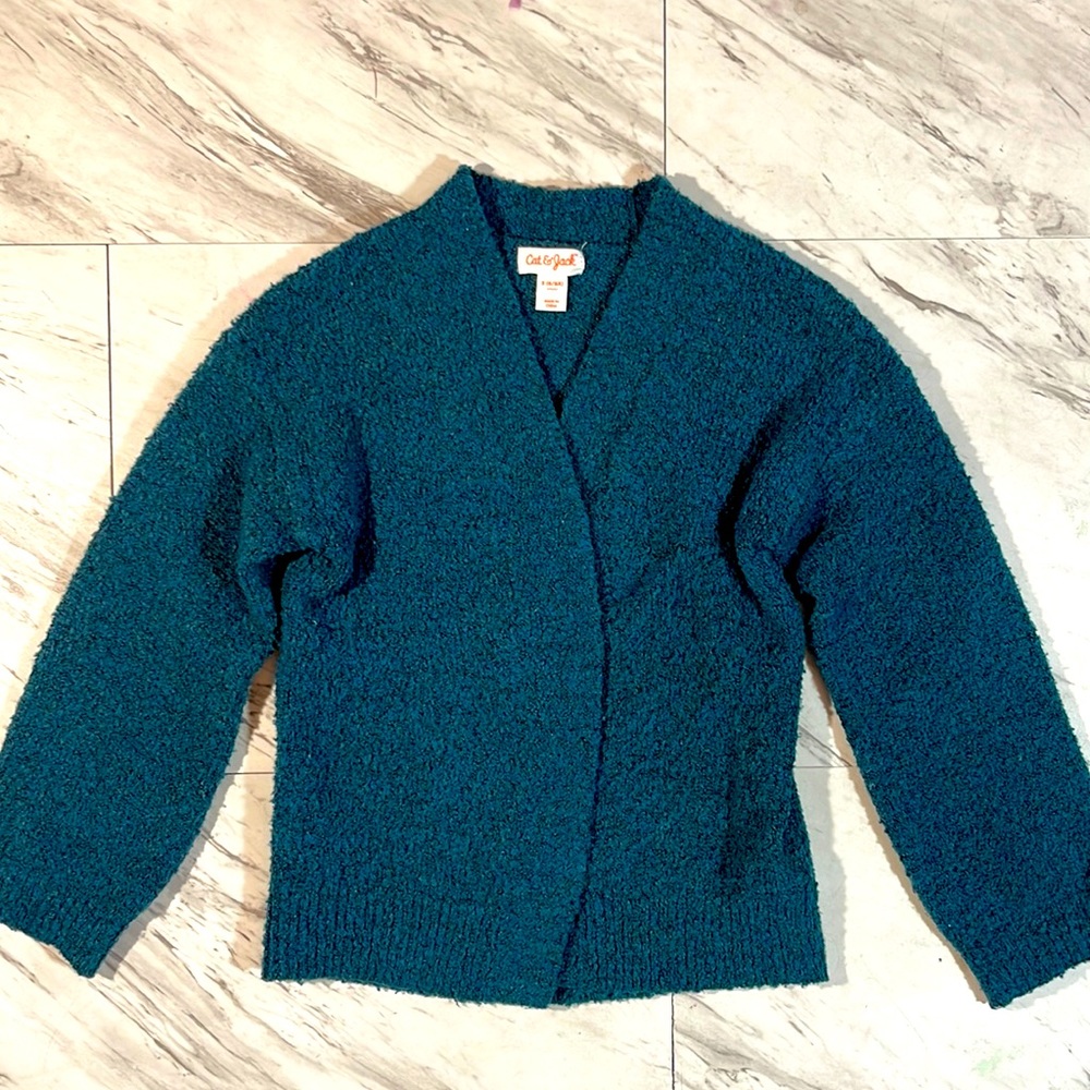 Holiday kid 6 green sweater cardigan